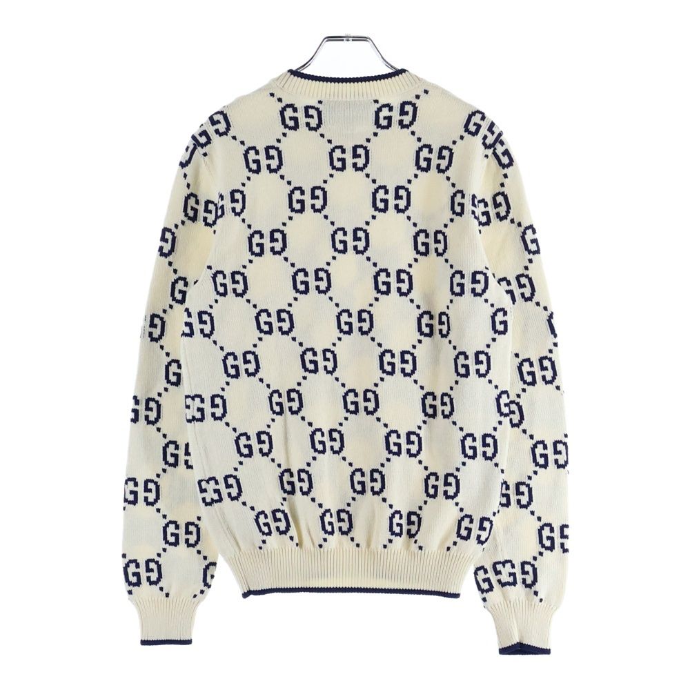 GUCCI (グッチ) GGジャガード クルーネック長袖ニットセーター ブルー