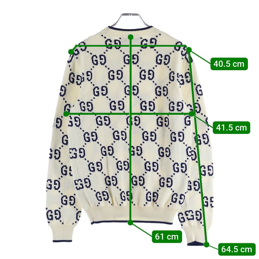 GUCCI (グッチ) GGジャガード クルーネック長袖ニットセーター ブルー