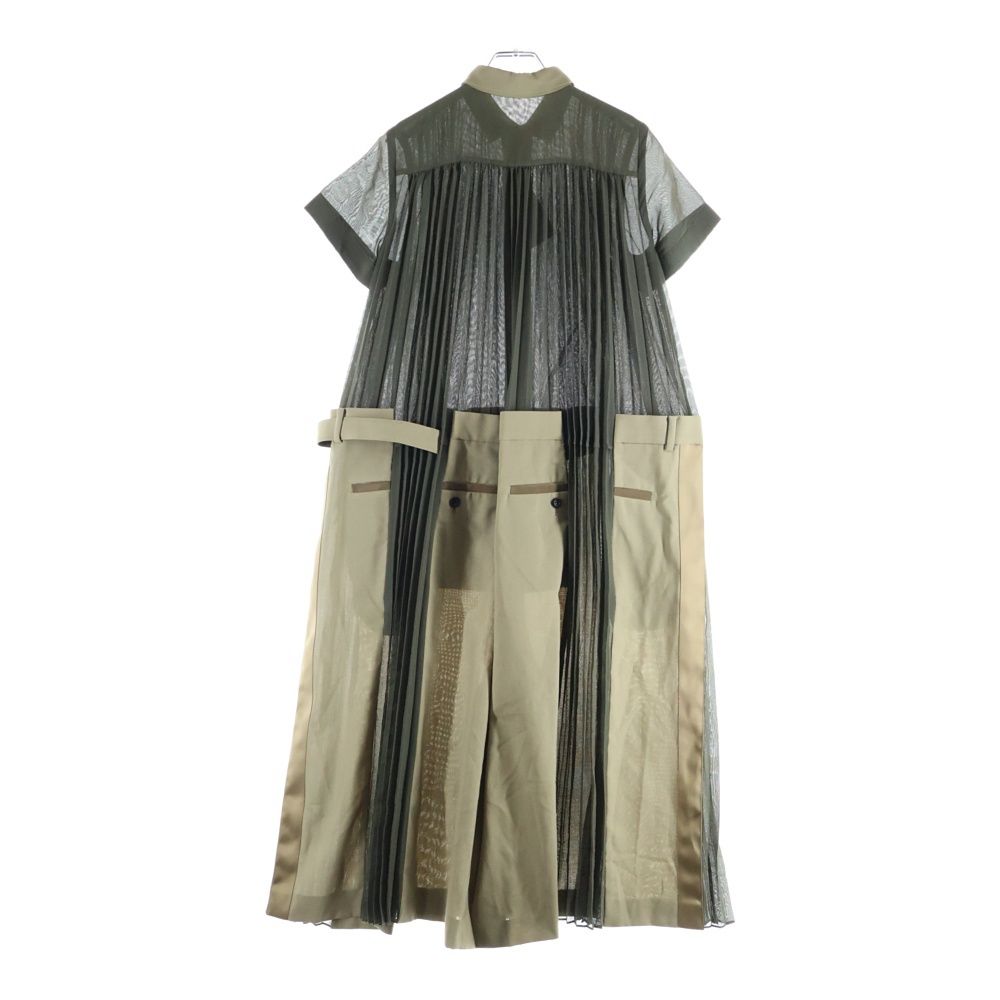 22AW美品✨sacaiサカイ　ドッキング　コンビネーションドレス　プリーツ　3 Sacai (サカイ) 22AW Suiting Mix Dress プリーツ加工 ドッキング 半袖