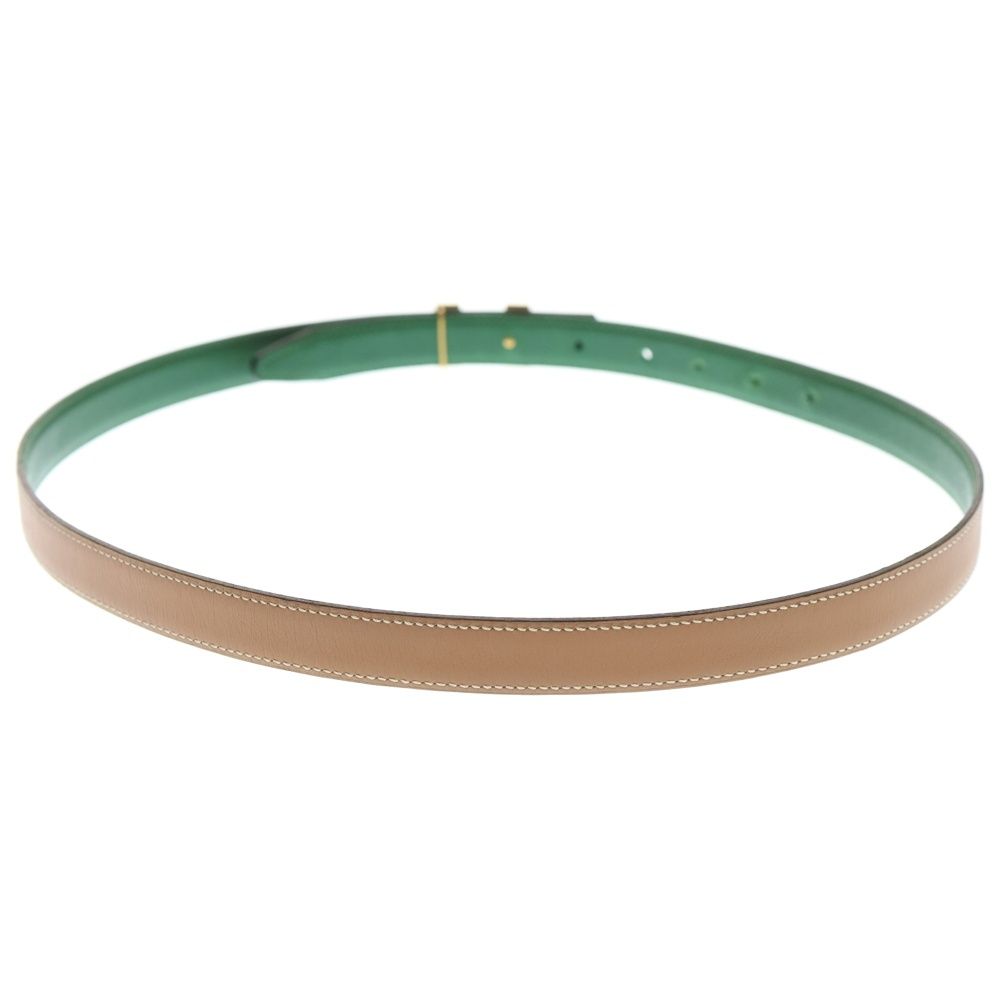 HERMES エルメス コンスタンス ナロー ベルト ゴールド×グリーン ブラウン レザー 80 ゴールド金具 ◯W刻印