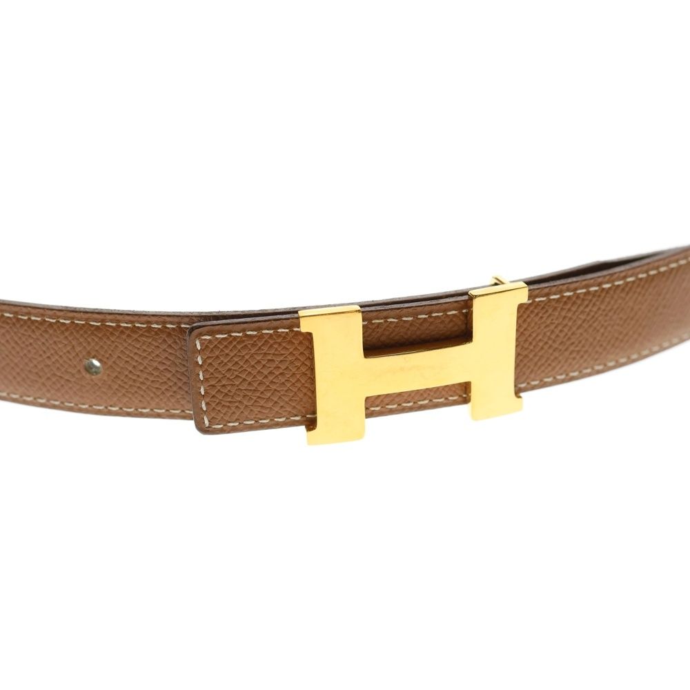 HERMES (エルメス) コンスタンス Hベルト ブラウン レザー ゴールド