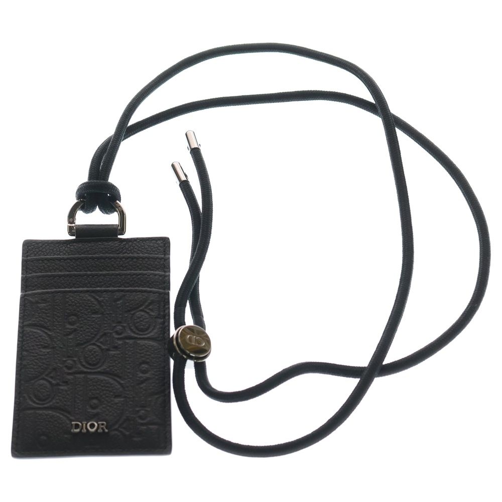 DIOR ディオール オブリーク ストラップ付ロゴレザーカードホルダー カードケース ブラック