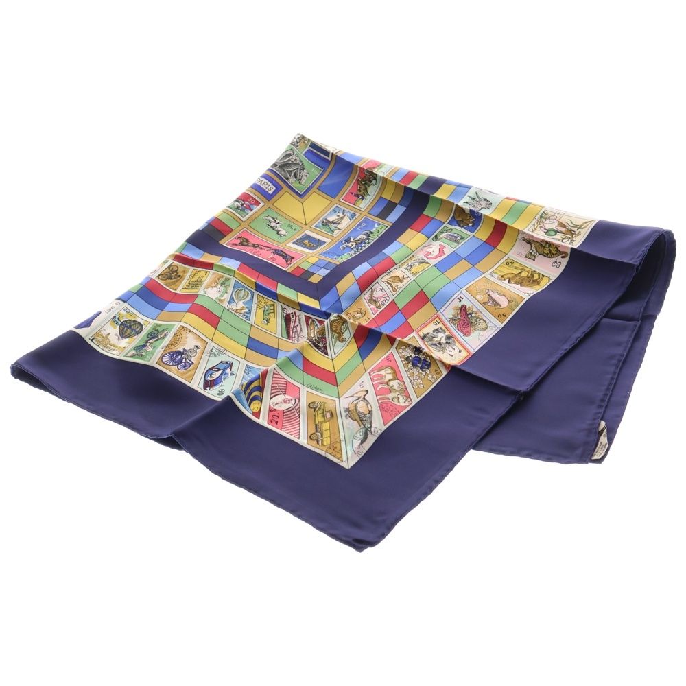 HERMES エルメス カレ90 切手 スカーフ ブルー