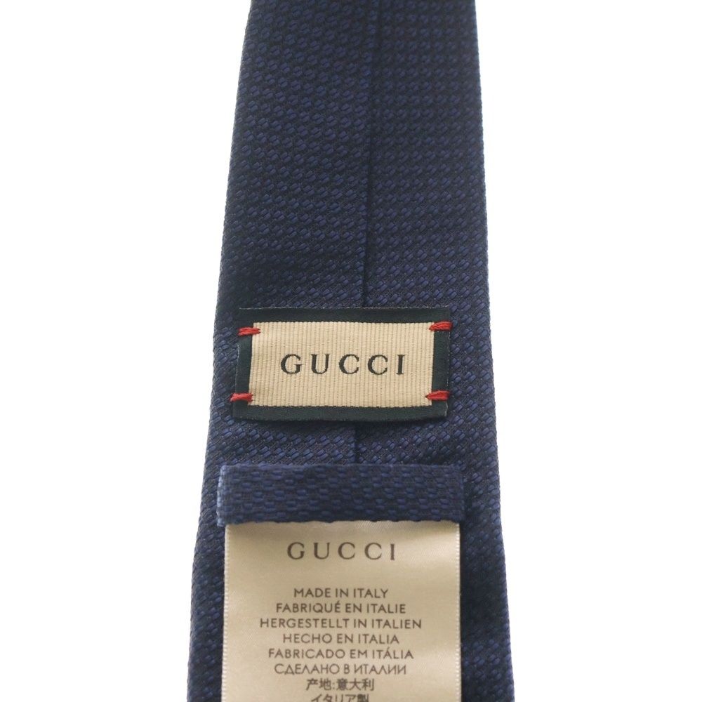 GUCCI (グッチ) ビー刺繍 シェリーライン ネクタイ ネイビー 456510