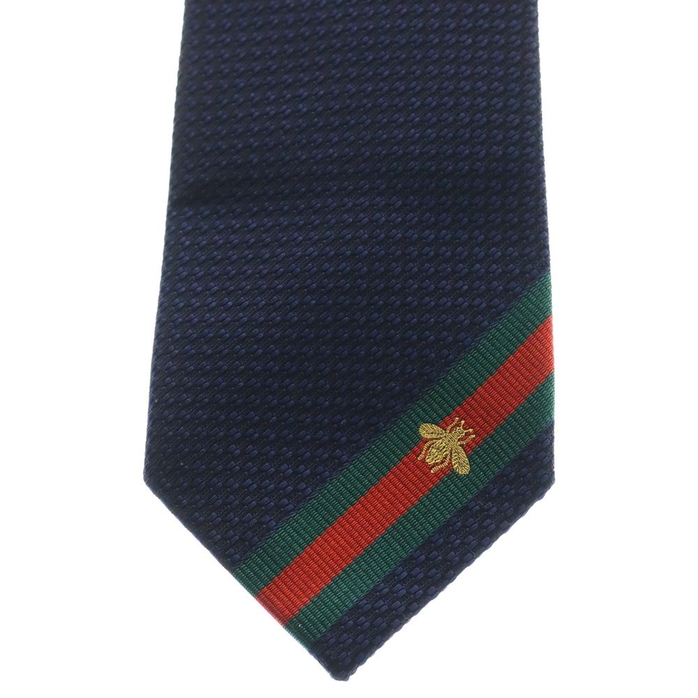 GUCCI (グッチ) ビー刺繍 シェリーライン ネクタイ ネイビー 456510