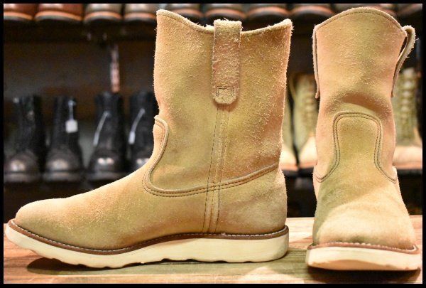 7 5 E 羽タグ 98年 レッドウィング 8168 スエード ペコス タン ラフアウト ベージュ クッションソール ブーツ redwing FL 045
