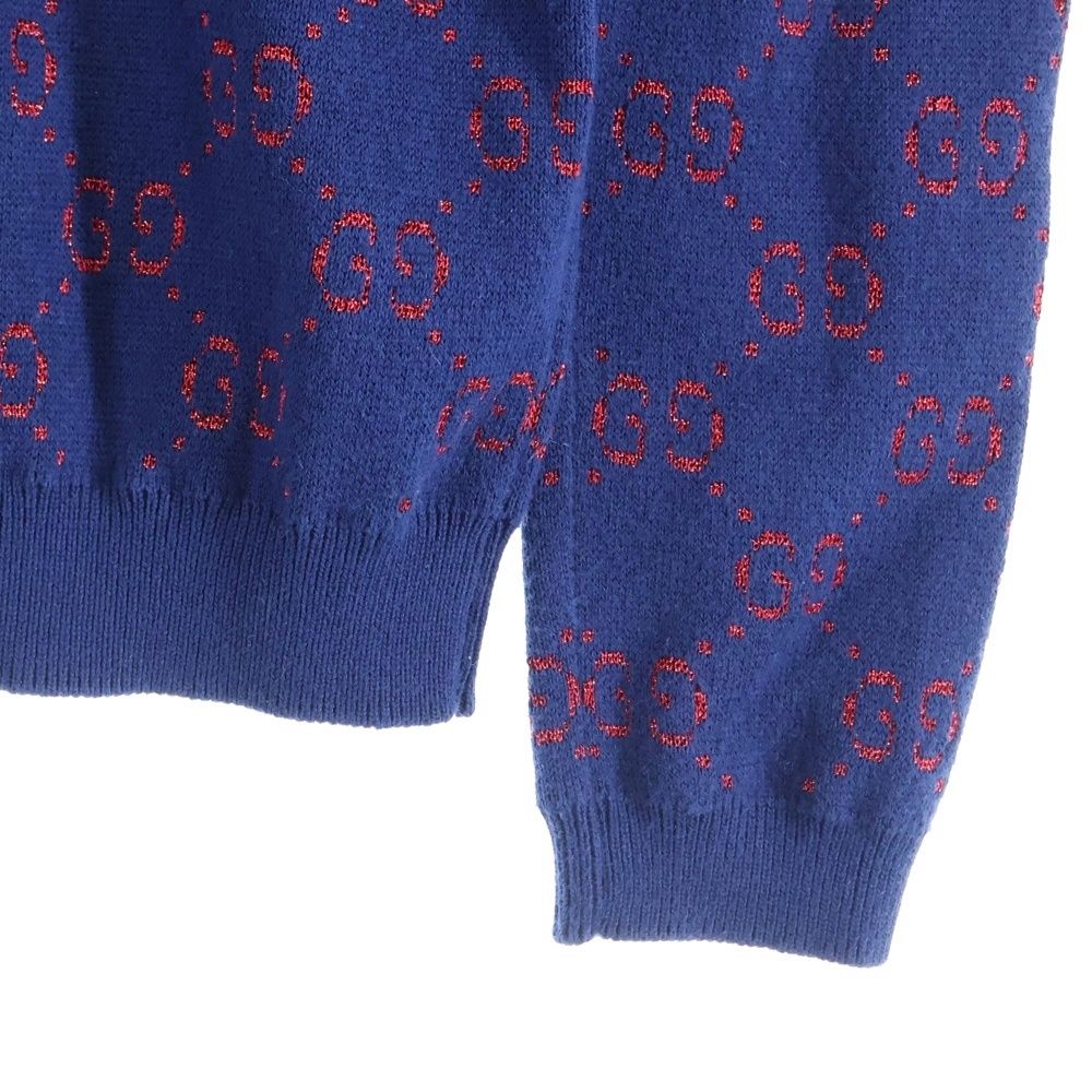 未使用級　グッチ　ニット　現行　GG柄　ネイビー　Mサイズ　長袖　ウール GUCCI (グッチ) GG総柄ラメセーター ニット ネイビー 571723 - メルカリ