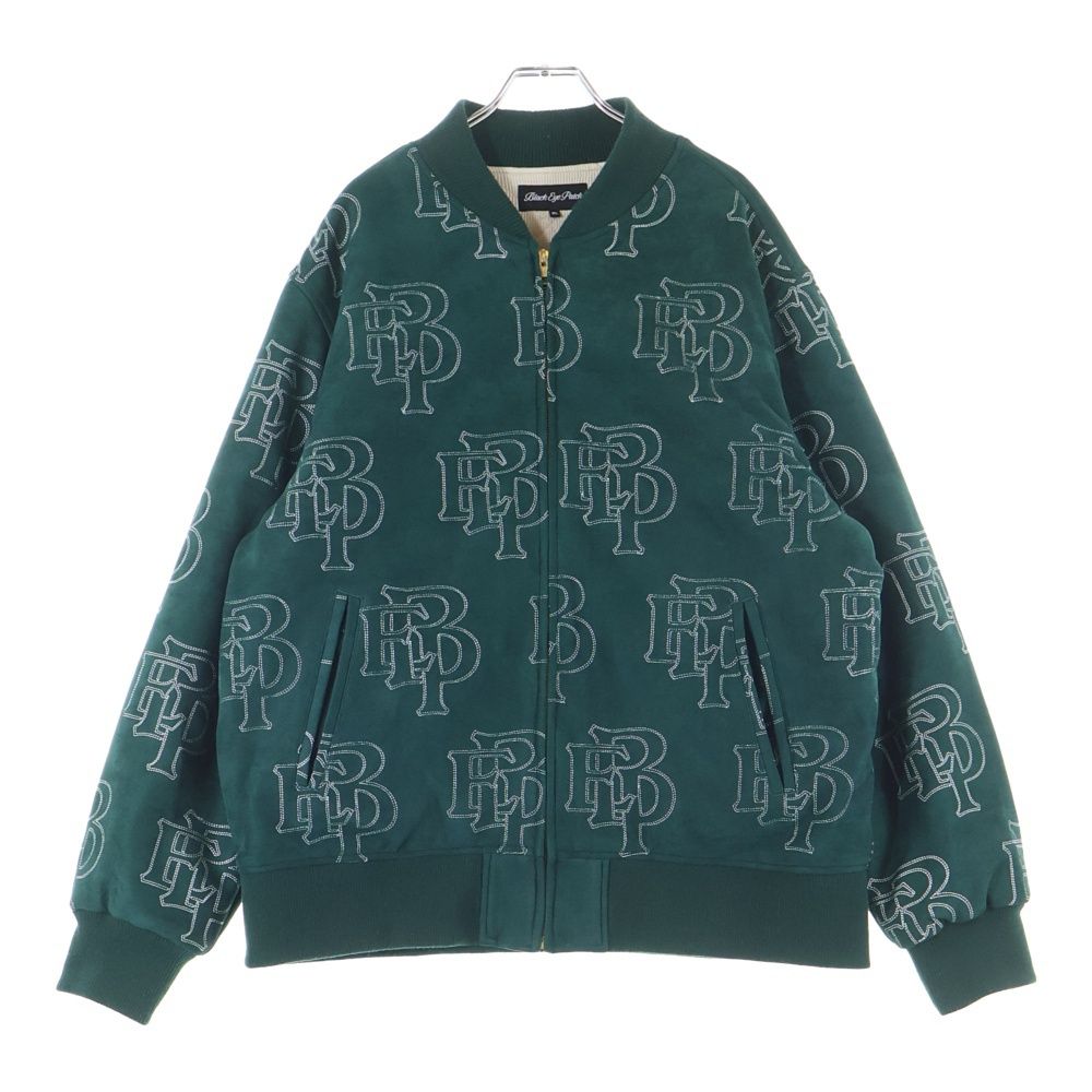THE BLACK EYE PATCH ブラックアイパッチ PATTERN EMBROIDERED FAKE SUEDE BLOUSON パターン エンブロイダード フェイクスエード 総柄 ジップアップ ボンバージャケット グリーン