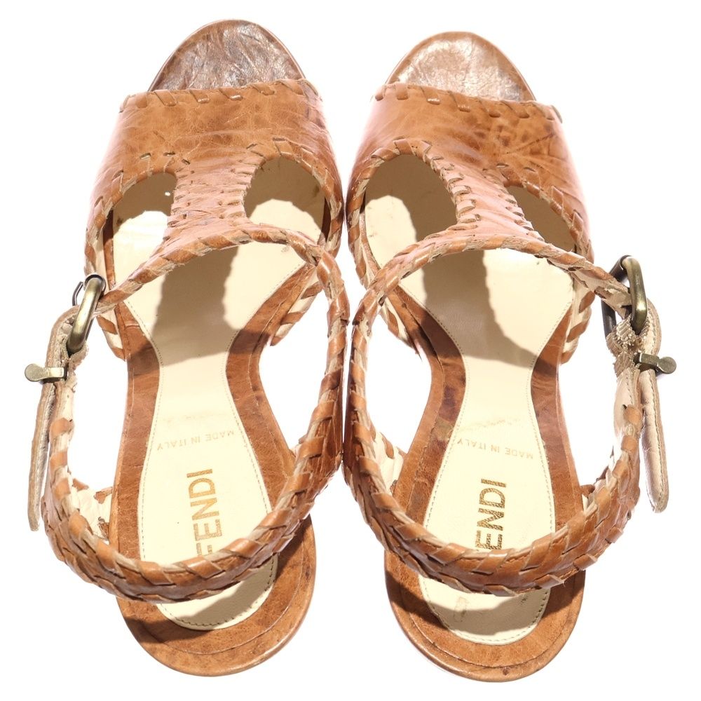 【美品】FENDI フェンディ ウエッジソールサンダル FENDI (フェンディ) Zeppa Capra Pergamena Wedge Sandals ウェッジ