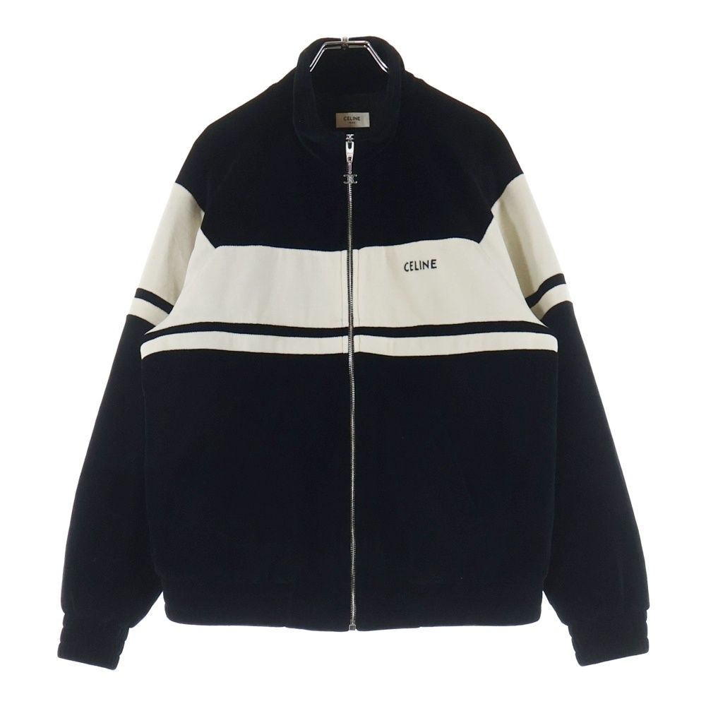 CELINE クロップドフーディー ベルベットジャージー ブラック／ホワイト CELINE (セリーヌ) バイカラー ベルベット トラックジャケットブルゾン