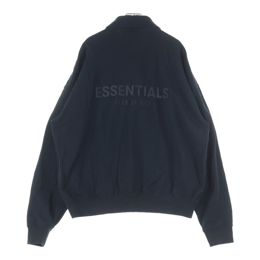 FEAR OF GOD ESSENTIALS フィアオブゴッド エッセンシャルズ フロントロゴ コットン 長袖ポロシャツ ブラック