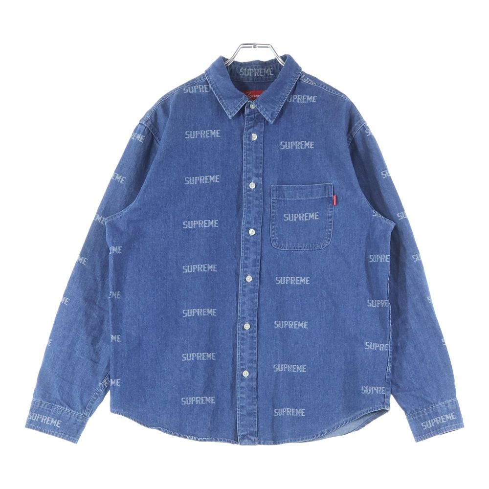 SUPREME シュプリーム 19 SS Logo Denim Shirts ロゴデニム 長袖シャツ インディゴ