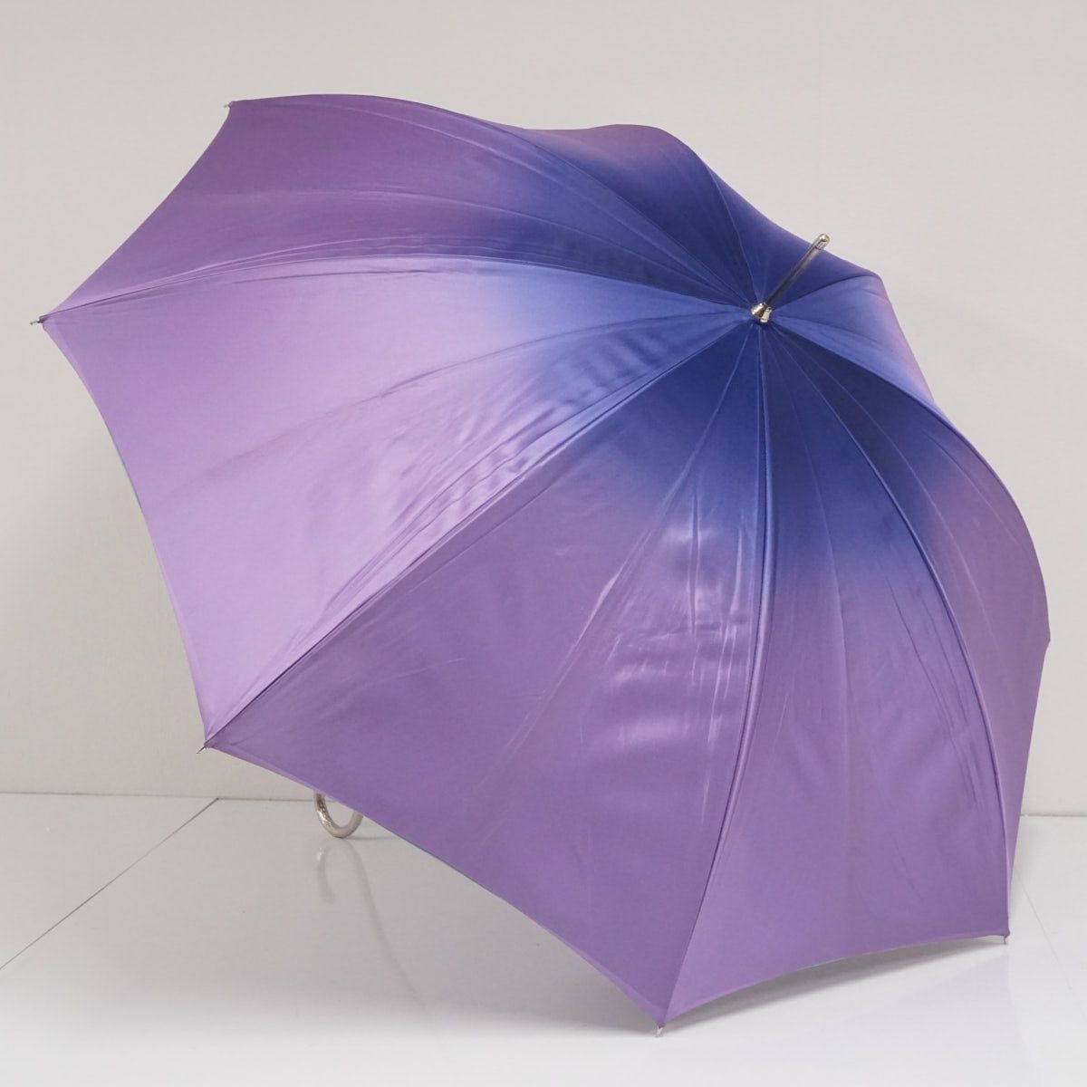 傘 Pasotti パソッティ パープル ダリア 二重張り グラデーション シルバー イタリア製 ハンドメイド S 3374