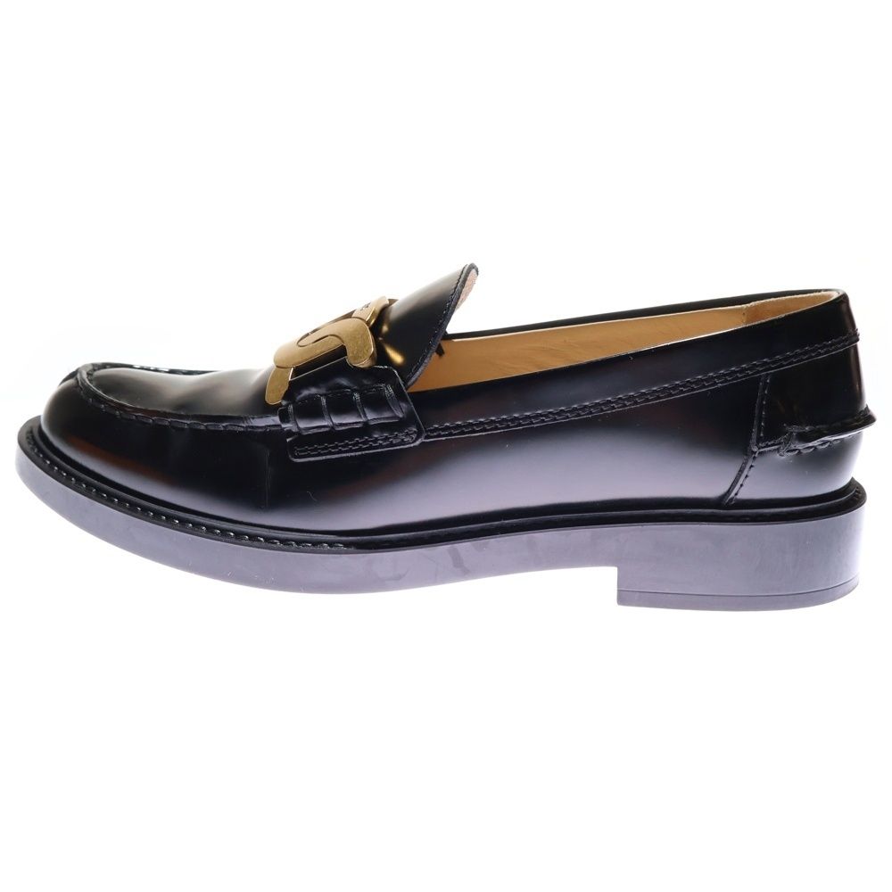 TOD S トッズ ケイト チェーンロゴプレート レザー ローカットシューズ ローファー ブラック レディース