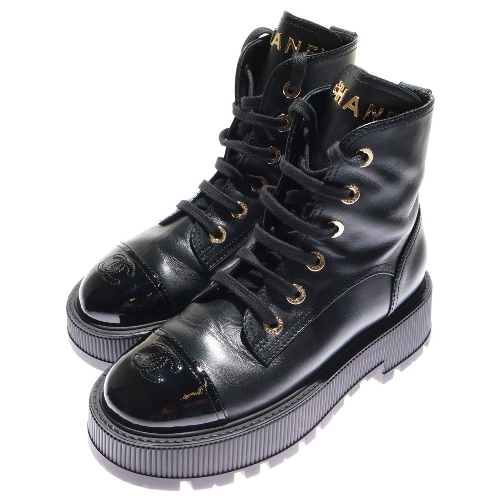 CHANEL (シャネル) CC LACE UP BOOT G45124 ココマーク レースアップ