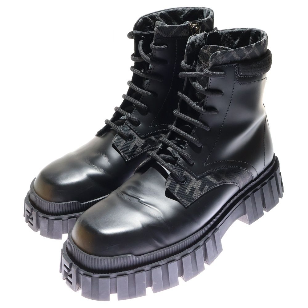 ⭐️FENDI ⭐️ズッカ柄 レースアップ ソックスブーツ ブラック 36 FENDI (フェンディ) ズッカ柄 FFロゴソール レースアップ ジップアップ