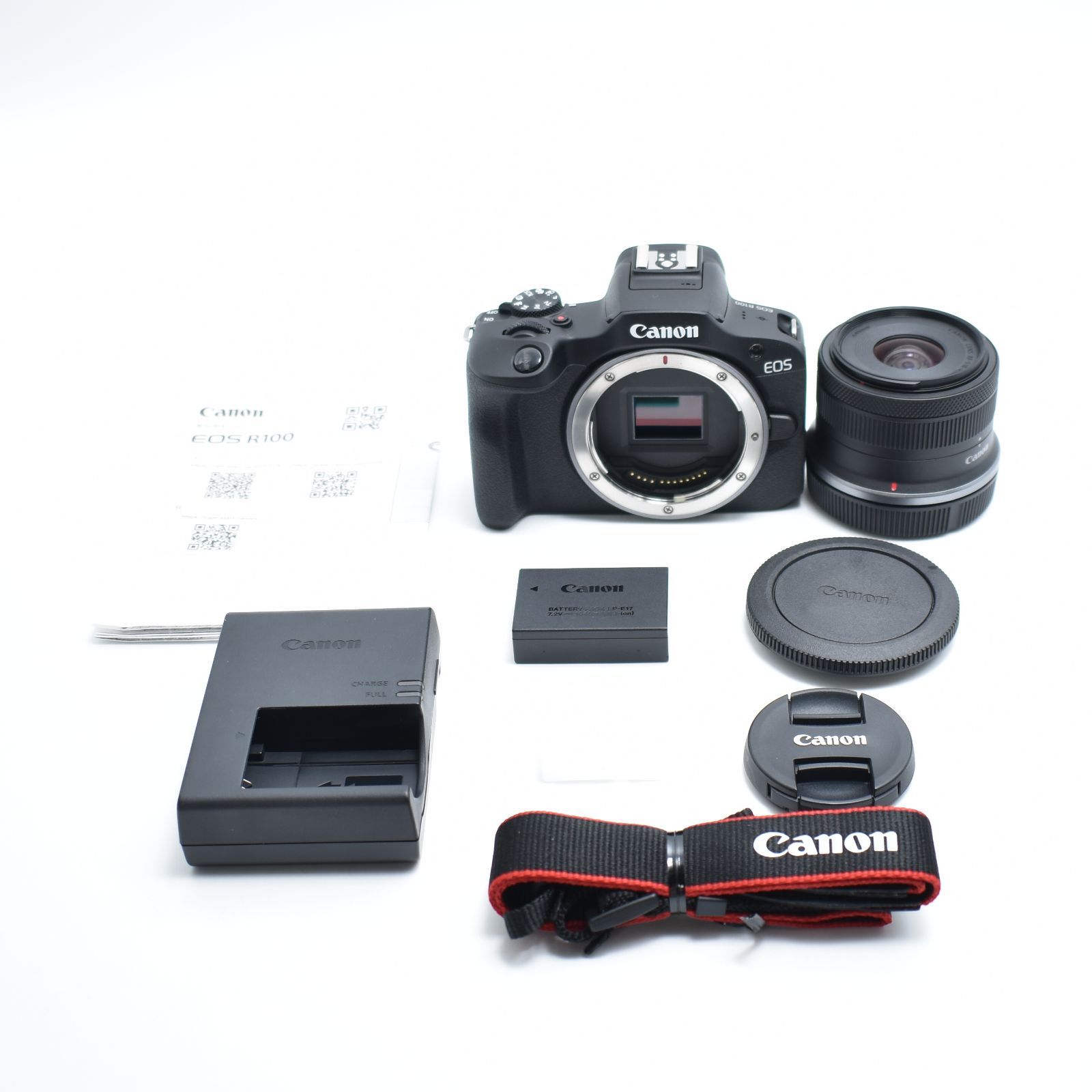 B 10688 Canon ミラーレス一眼カメラ EOS R 100 標準ズームレンズキット RF-S 18-45 ブラック APS-C 約356 g EOSR 100-