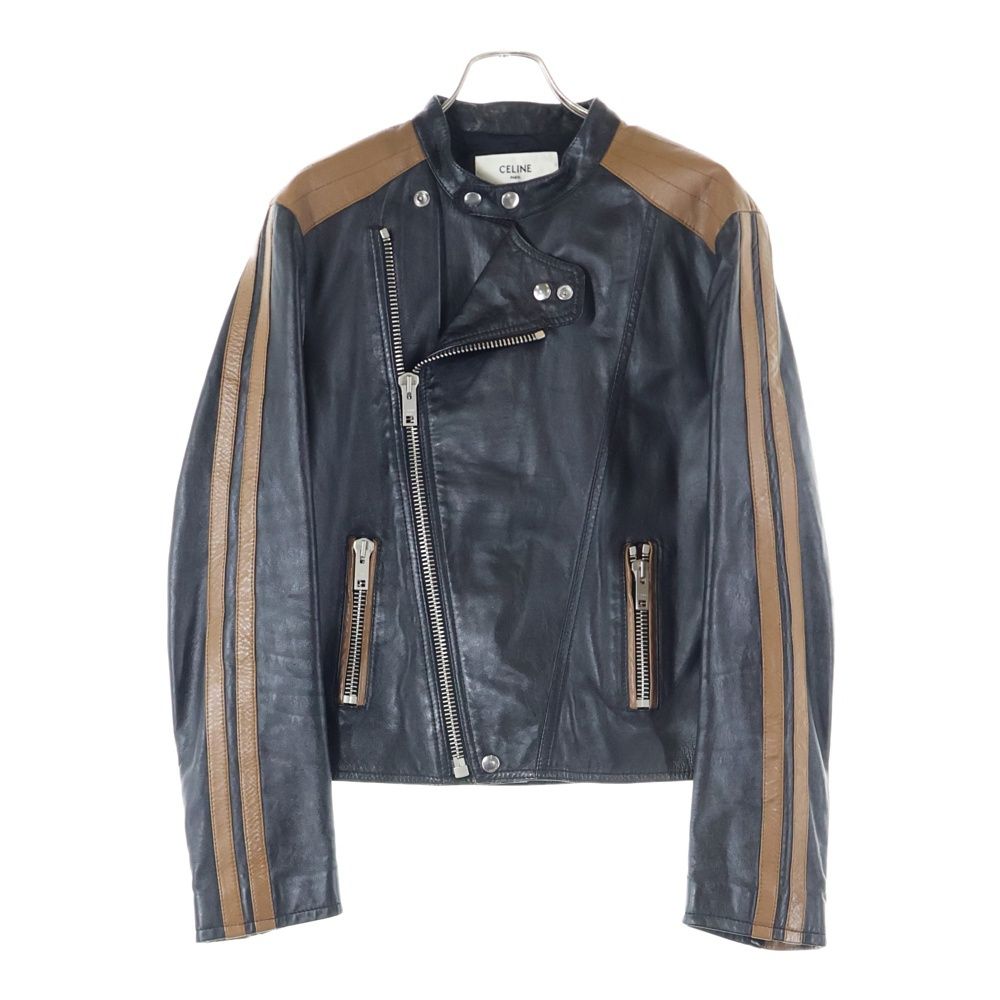 CELINE セリーヌ 20 AW CAFE RACER JACKET カフェレーサー バイ レザージャケット ブラック ブラウン