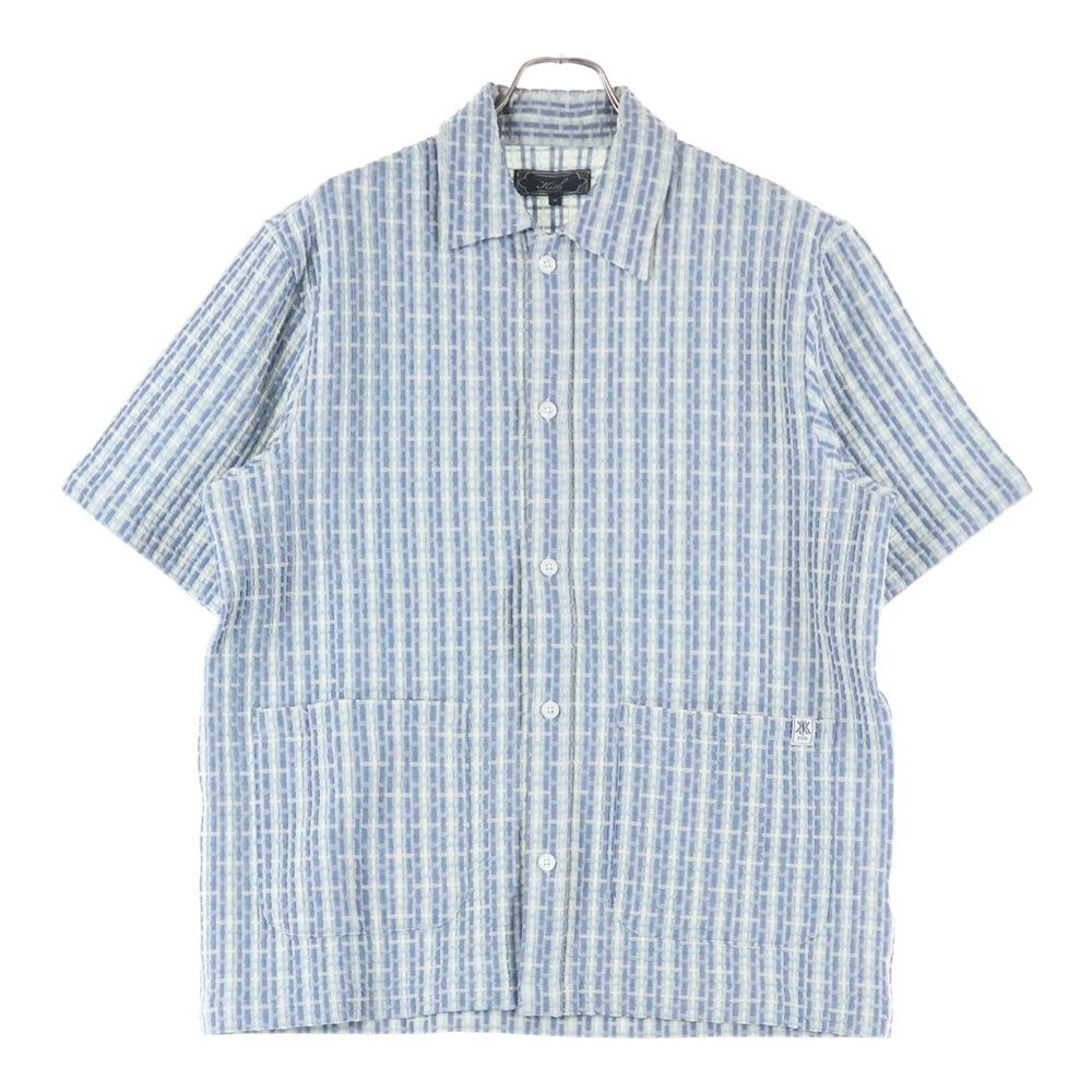KITH キス 25 SS Bubble Check Short Sleeve Boxy Collared Overshirt バブルチェック ボクシーシルエット オーバーサイズ 半袖 シャツ ブルー 25‐051‐060