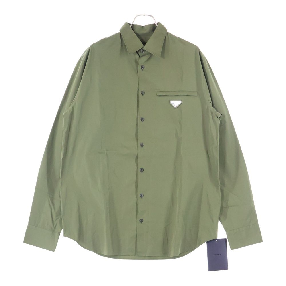 PRADA プラダ トライアングル ロゴ 三角プレート 長袖 シャツ カーキ UCN 549 S 000