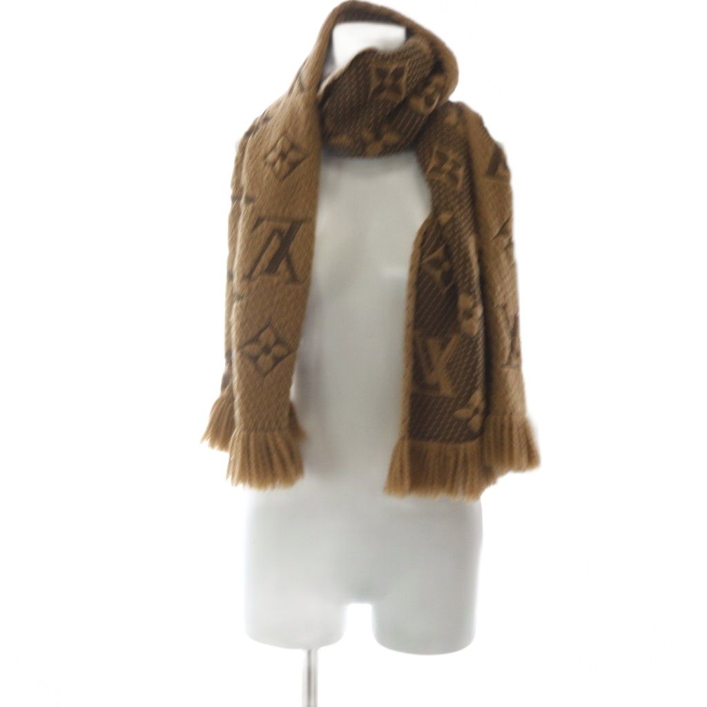 ルイヴィトン LOUIS VUITTON モノグラム エシャルプ ロゴマニア マフラー フリンジ ブラウン 413287 YO 9 OH