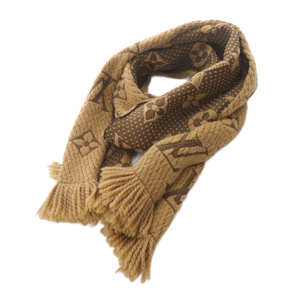 ルイヴィトン LOUIS VUITTON モノグラム エシャルプ ロゴマニア マフラー フリンジ ブラウン 413287 YO 9 OH