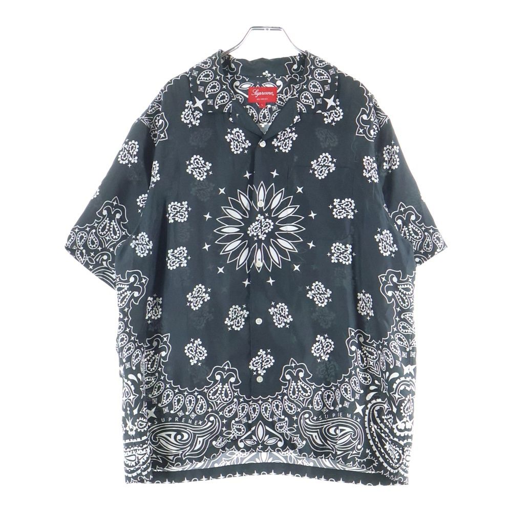 SUPREME シュプリーム 21 SS Bandana Silk S Shirt バンダナ シルク オープン 半袖 シャツ ブラック