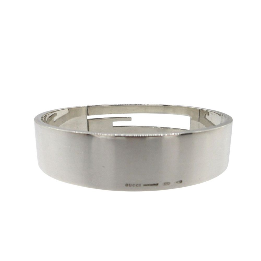 【美品】GUCCI カットアウト Gロゴ　バングル　シルバー　156 GUCCI - 【美品】GUCCI カットアウト Gロゴ バングル シルバー 156の