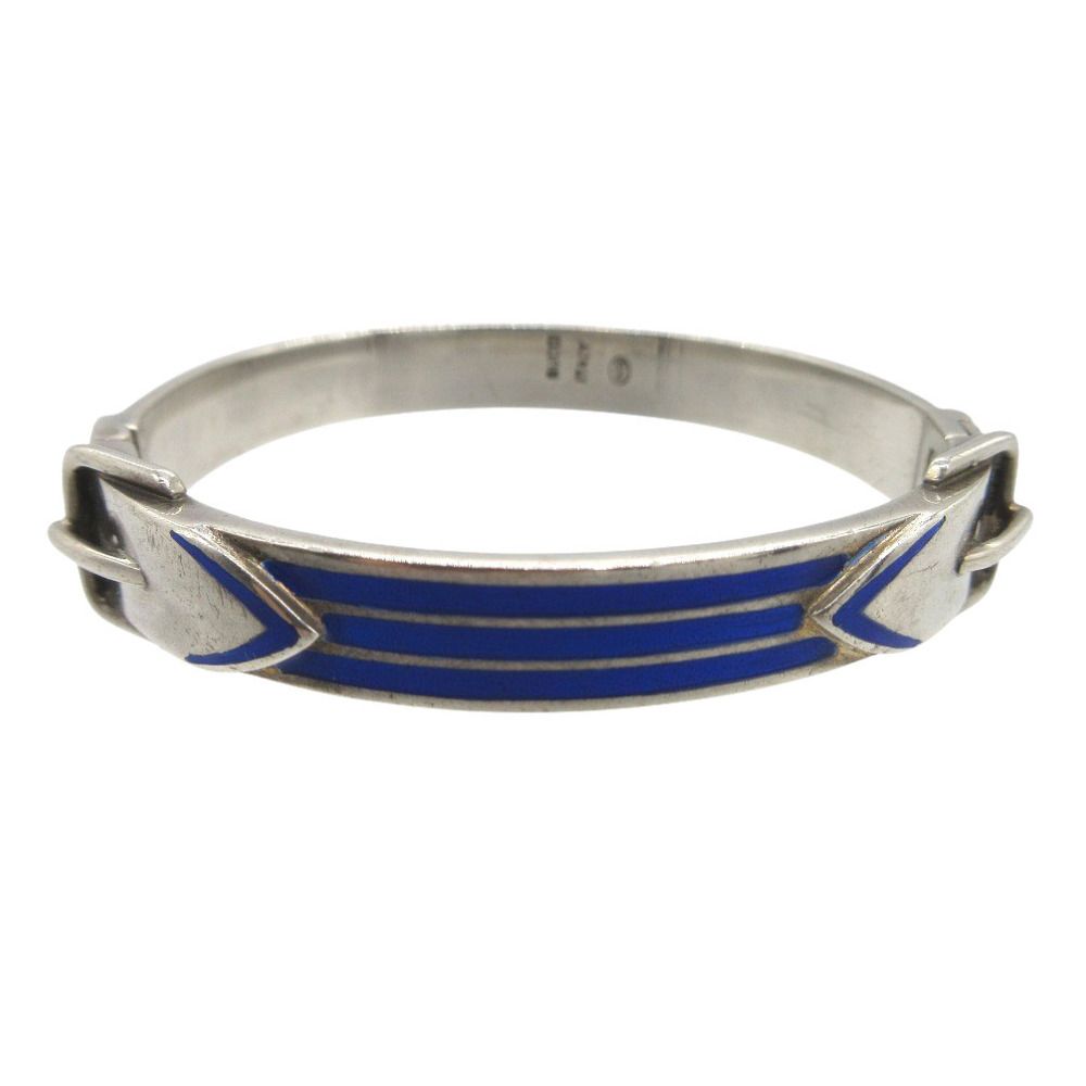 グッチ ベルトモチーフ バングル シルバー925 シルバー ブルー 0514 GUCCI