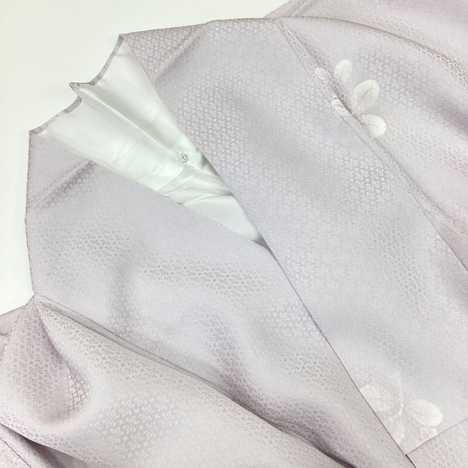 袷着物 小紋 なにわねず色 落款あり 正絹R 155