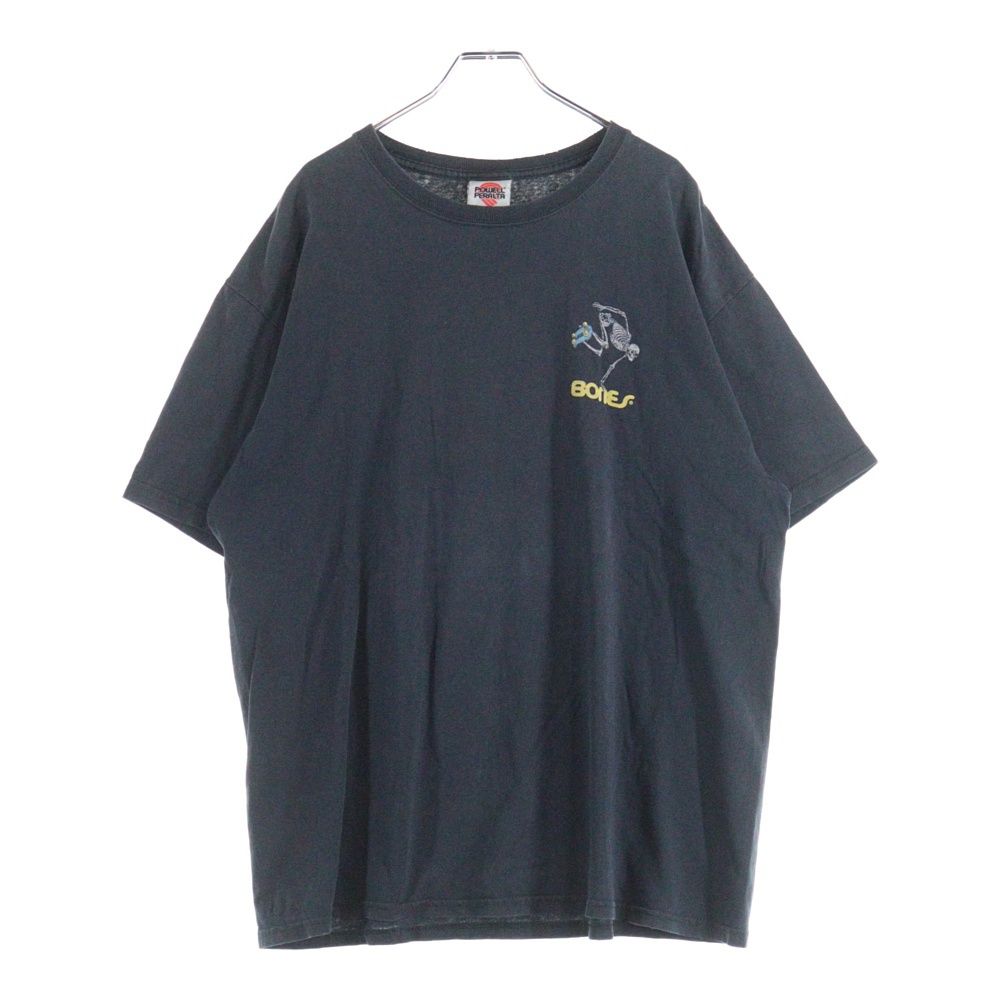 POWELL PERALTA パウエルペラルタ 00 s BONES 両面プリント クルーネック半袖Tシャツ ブラック