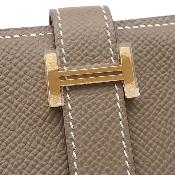 エルメス HERMES 二つ折り財布 ベアンミニ ヴォーエプソン エトゥープ