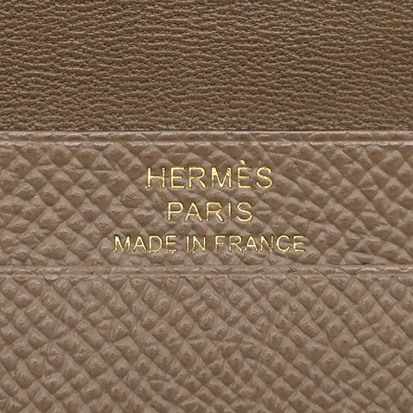 エルメス HERMES 二つ折り財布 ベアンミニ ヴォーエプソン エトゥープ