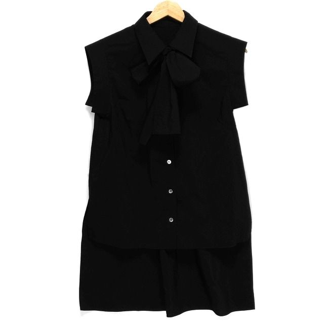 ADORE アドーア 半袖シャツブラウス サイズ38 M レディース 黒 ボウタイリボン着脱可