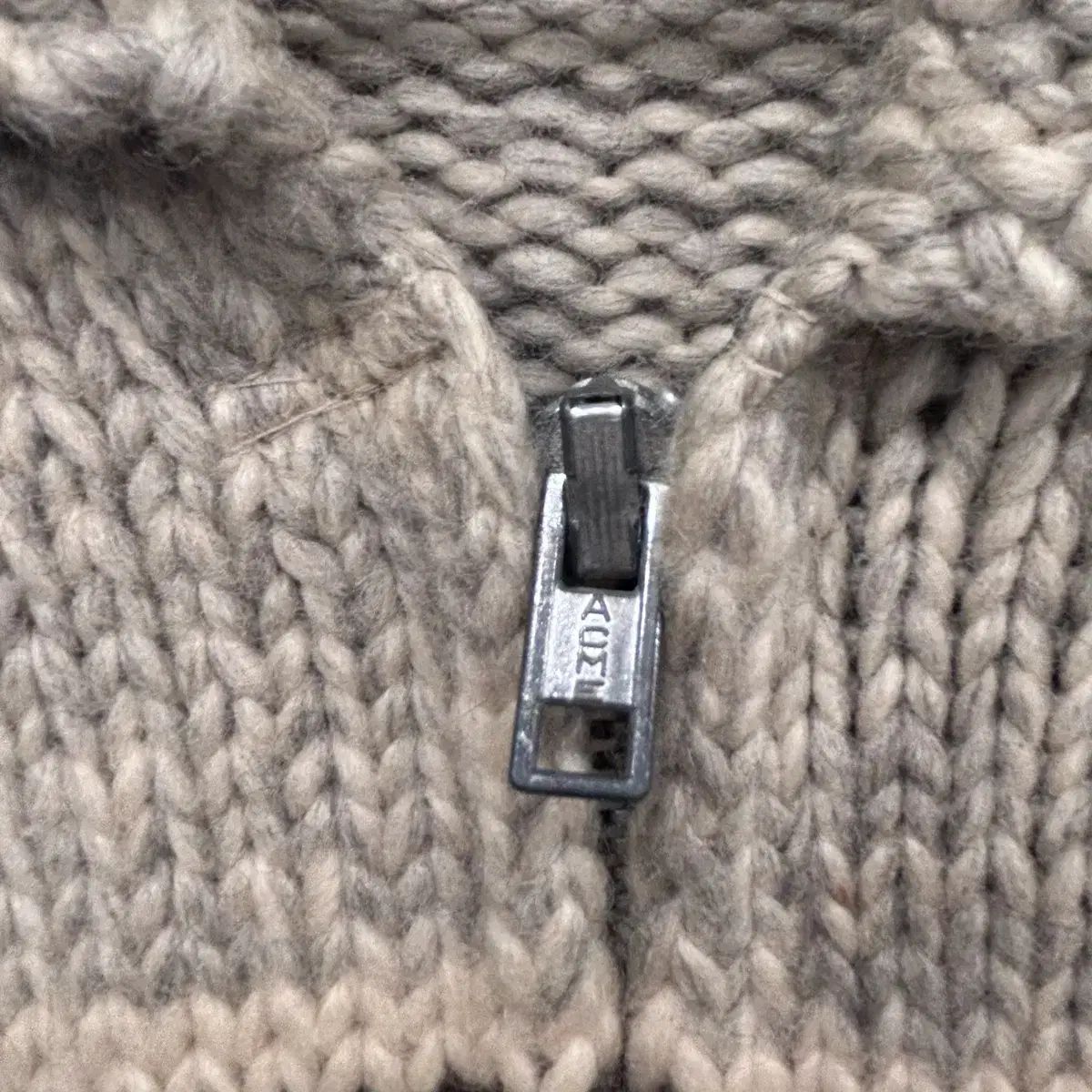 ハンドメイド ヘビーウール ショールカラー カウチンニットジップ