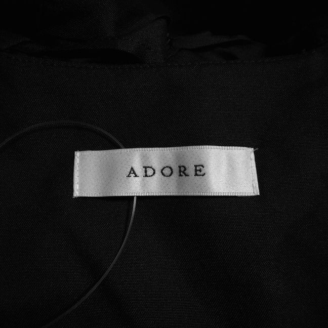 ADORE アドーア チュニック サイズ38 M レディース - 黒 長袖 シルク バックリボン 肌触り良好 定番トップス
