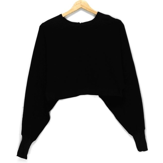 ADORE アドーア 長袖セーター サイズ38 M レディース - 黒 クルーネック ショート丈