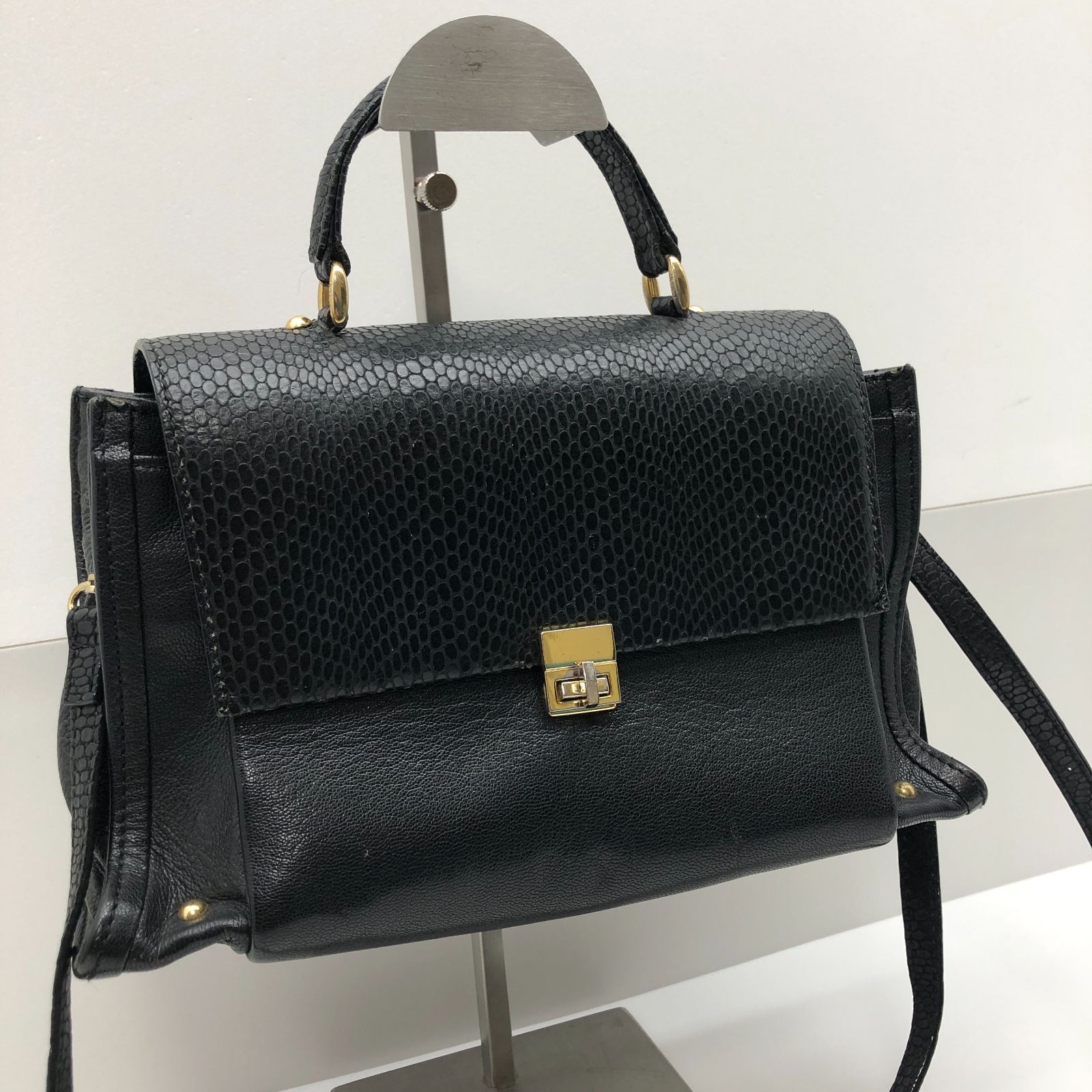 PotioR レザーバッグ 2WAY ハンドバッグ ショルダーバッグ やぎ革 牛革