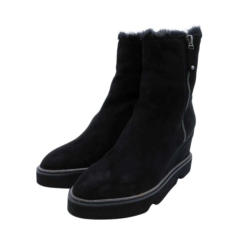 新品同様 ELVIO ZANON エルビオザノン 厚底 ラメ ショート スエード