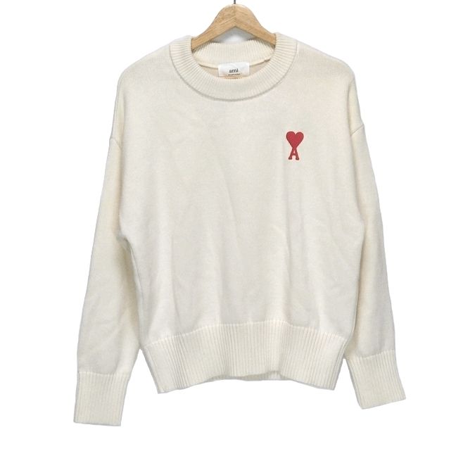 AMIalexandremattiussi アミアレクサンドルマテュッシ 長袖セーター サイズS レディース - アイボリー×レッド クルーネック ハート
