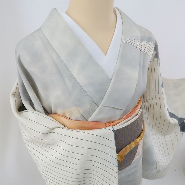  ✾まめ藤✾ｍ518 正絹 銀駒刺繍 手縫い仕立て 訪問着 訪問着 付け下げ 着物