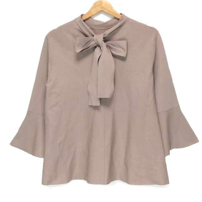 ADORE アドーア 長袖セーター サイズ38 M レディース ピンクグレー ハイネック バックリボン
