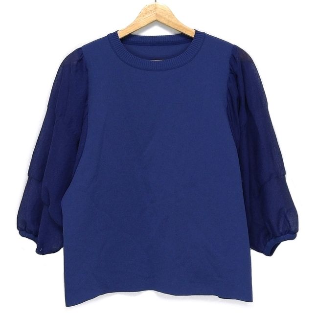 ADORE アドーア 長袖セーター サイズ38 M レディース - ブルー クルーネック 袖シースルー