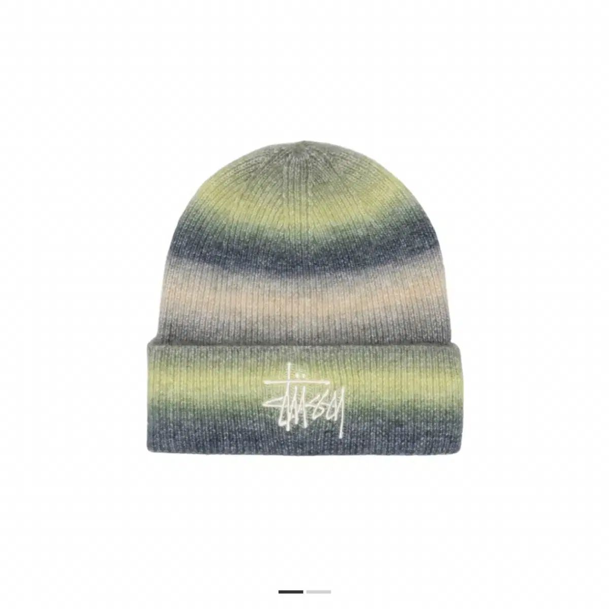 STUSSY カフ ビーニー ストライプ ライム MULTI