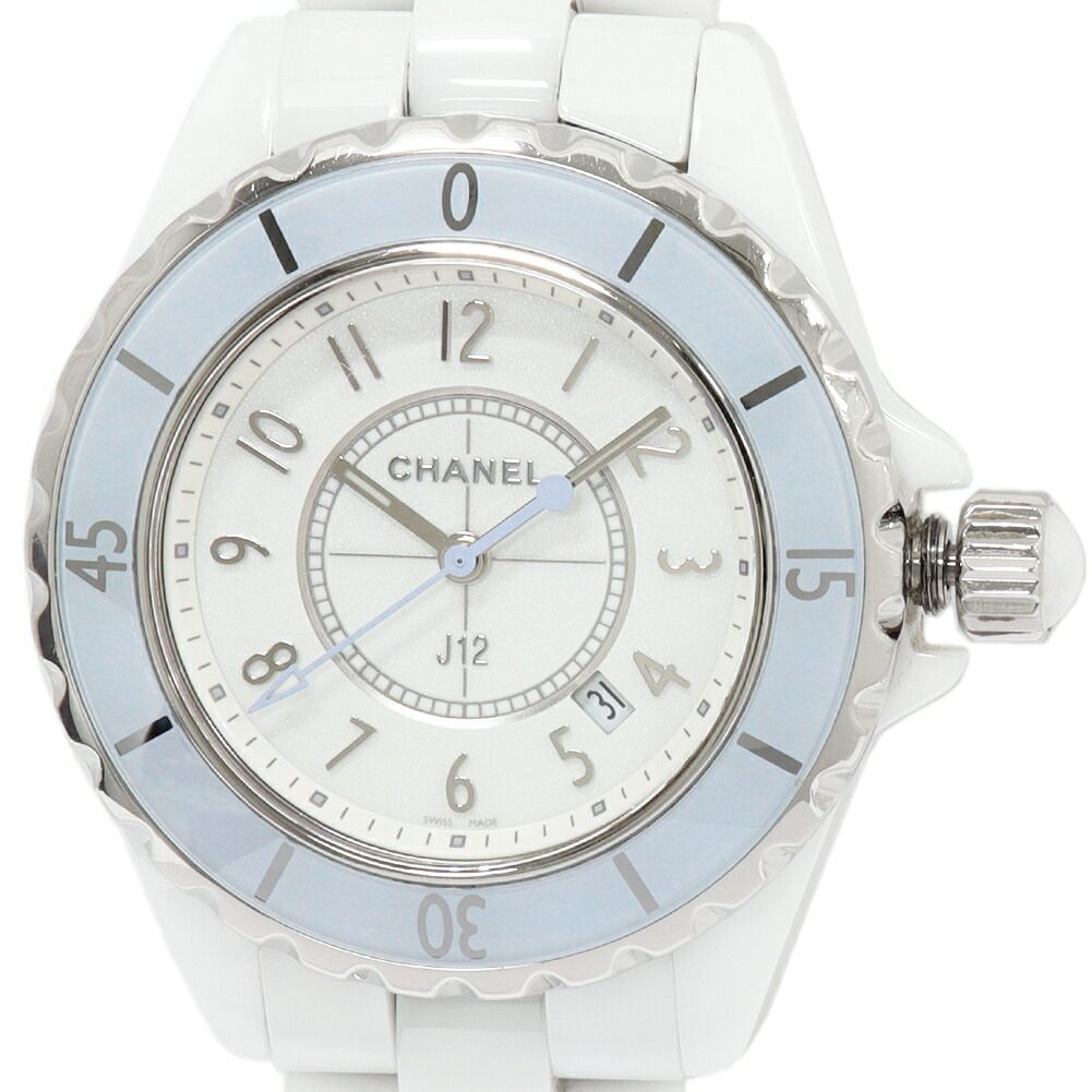 シャネル J 12 ソフトブルー 33ミリ 世界1200本 H 4340 レディース
