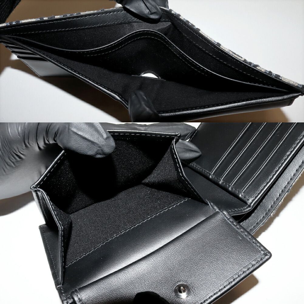 ディオール 二つ折り財布 小銭入れあり オブリーク コインケース付ウォレット キャンバスxラムスキン ネイビーxベージュ _H 05 E 二つ折り財布 折り財布 小物