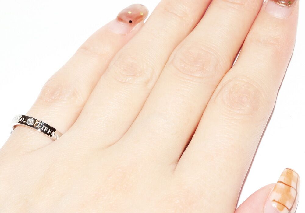 ティファニー　フラットバンドリング　3Pダイヤ　PT950 ティファニーフラットバンドリング 3Pダイヤ #7.5 レディース Pt950