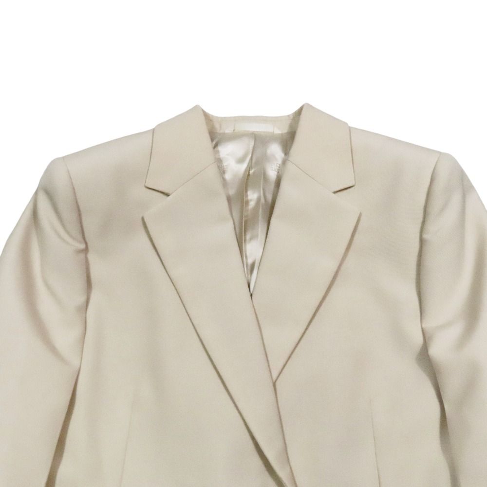 美品　Givenchy ロゴ シルク混 ベージュ テーラードジャケット 未使用 GIVENCHY ジバンシィ Uロック テーラードジャケット ブレザー