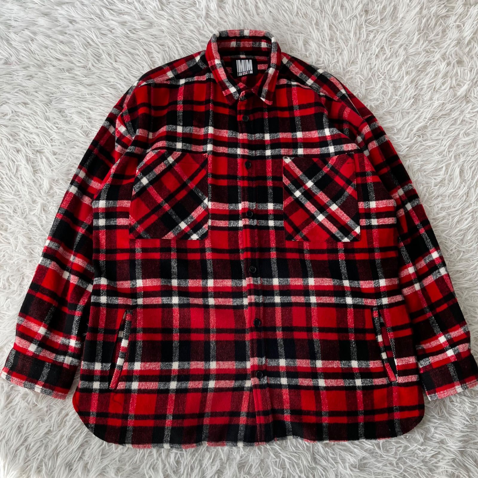 状態良 IAMWHATIAM 赤チェックアウター 與真司郎さんプロデュース