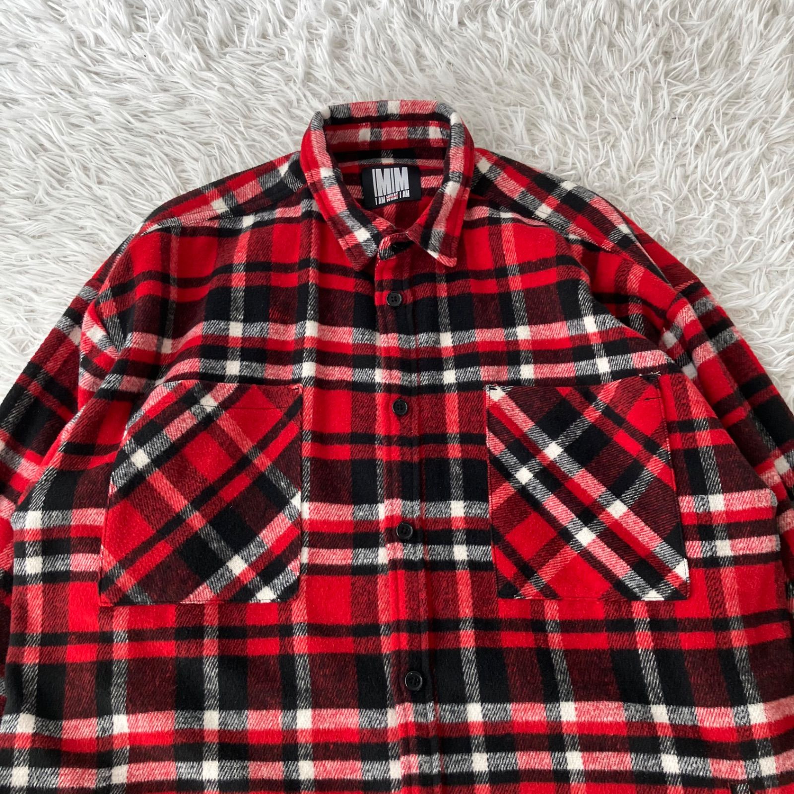 状態良 IAMWHATIAM 赤チェックアウター 與真司郎さんプロデュース